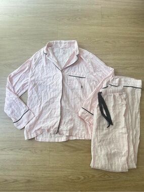Victoria's Secret Light Pink and white Pajama Set with Black Trim women’s